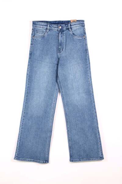 Unbraded Women's high rise wide leg jeans - denim stretch - 32