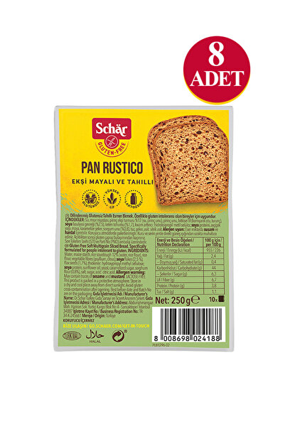 Schar Rustico Glutensiz Lifli Ekmek 250 gr (8 ADET)