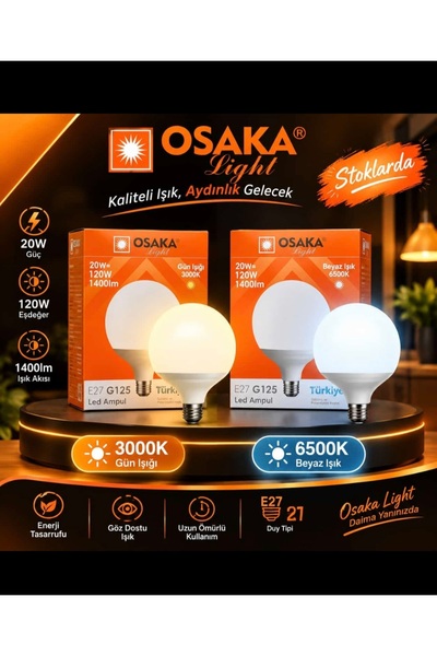 Osaka Light 20w =120w Eşdeğer 6500 Kelvin Beyaz ışık E27 Duylu 1400 Lümen E E...