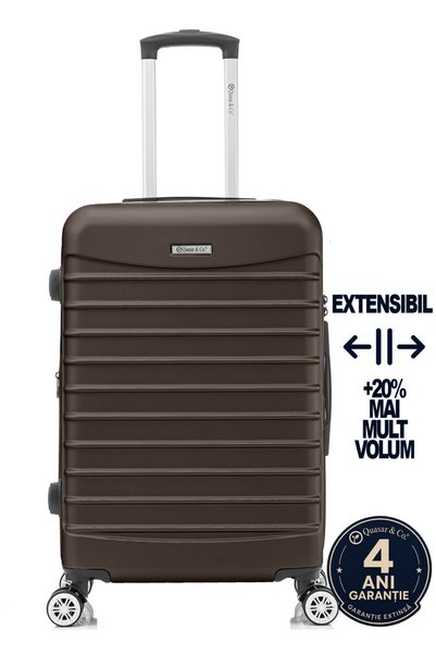 Quasar & Co. Troler mediu extensibil 66x45x28-33cm, bagaj cala, troller cifru...