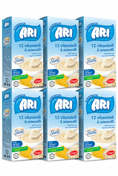 ARI Arı mama 12 Vitaminli 6 Mineralli Sütlü Pirinçli 250gr X 6'lı