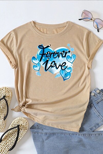 uyguntarz Unisex Forever Love Printed Oversize T-shirt