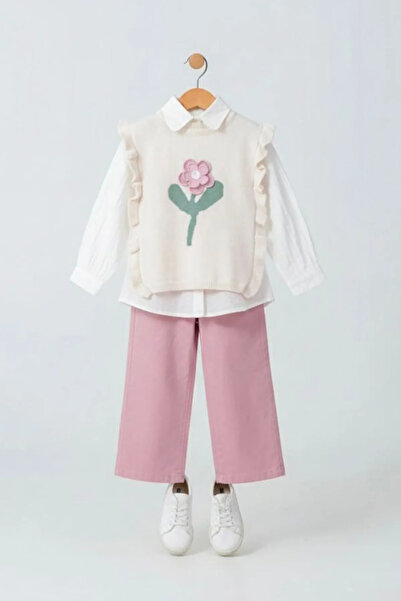 Minigimin Cicileri Miniğimin Cicileri Tricotaj cu motiv floral Pulover cu pan...