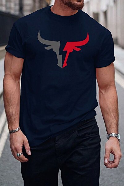 uyguntarz Men's Bull Silhouette Printed Oversize T-shirt