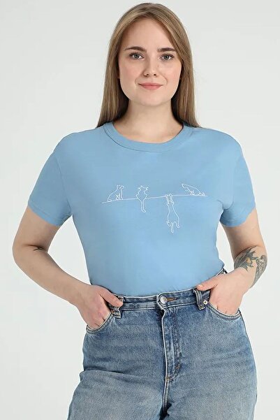 uyguntarz Unisex Cat Printed Oversize T-shirt