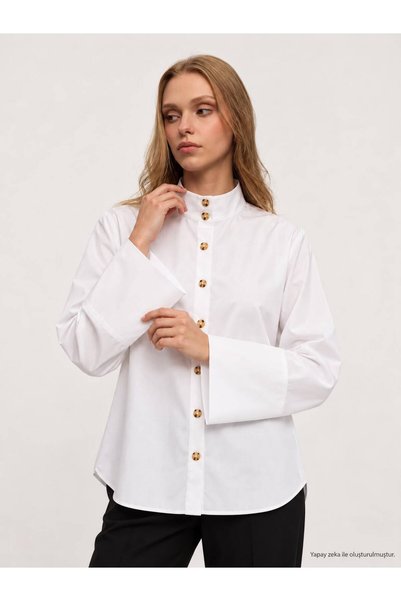 Serpirella Butik Γυναικείο πουκάμισο τουνίκ με φαρδύ γιακά
