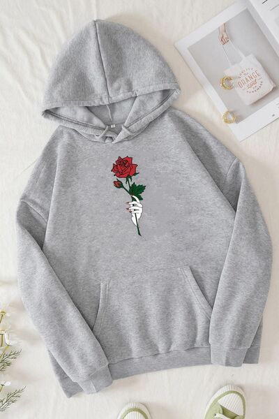 uyguntarz Unisex Rose Printed Sweatshirt