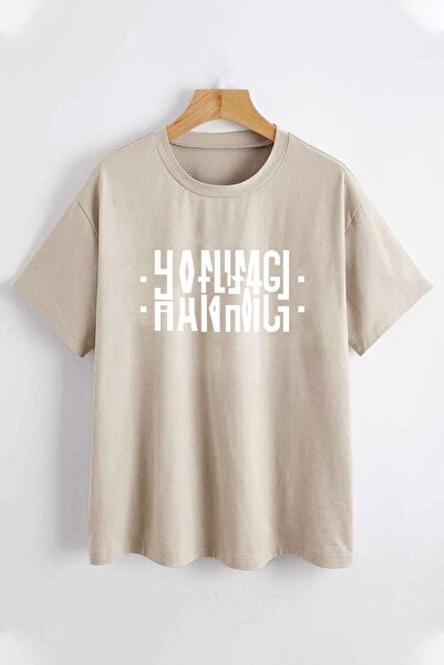 trendypassion Hanımcı Yazılı Katlamalı Tasarım Tshirt