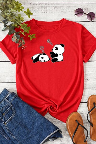 uyguntarz Unisex Uykucu Panda Baskılı Tasarım Tshirt
