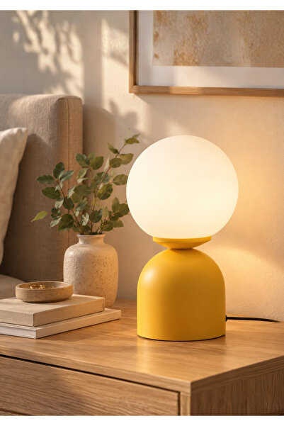 HOMİNG Monte Küre Camlı Retro Sarı Abajur 241645