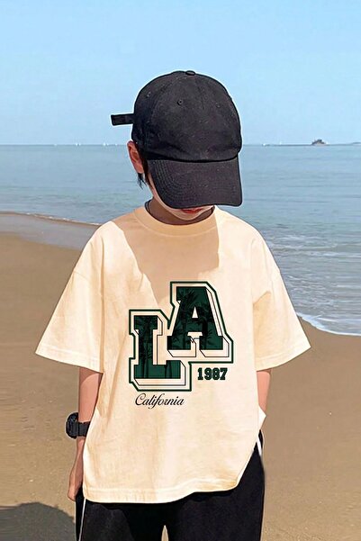 uyguntarz Unisex Children's Los Angles Printed Cotton T-shirt