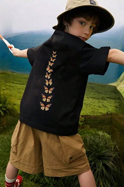 uyguntarz Children's King Butterfly Printed Cotton T-shirt