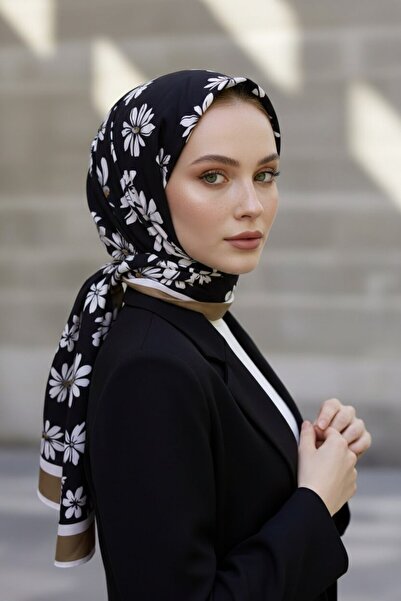 Vissona KREP PAPATYA DESENLİ BEJ RENKLİ 75X195 KIRIŞMAZ ŞAL