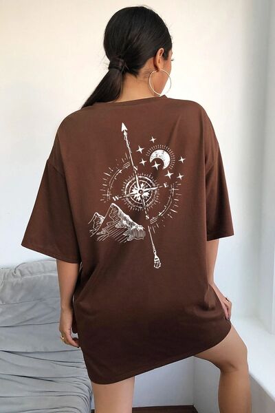 uyguntarz Unisex Compass Printed T-shirt