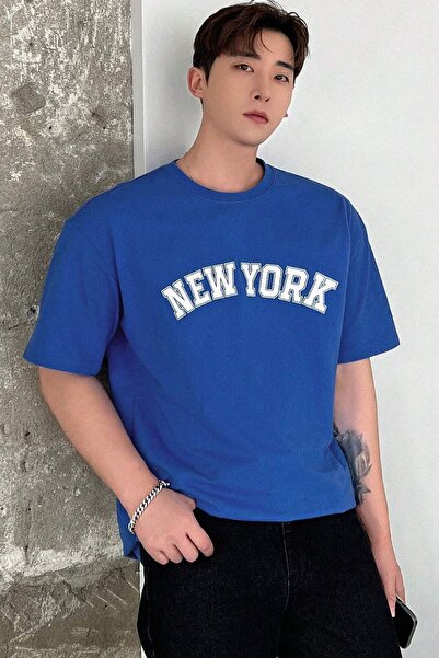 uyguntarz Men's New York Printed Oversize T-shirt