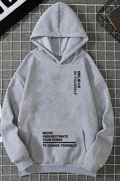 uyguntarz Belive in Yourself Printed Oversize Sweatshirt