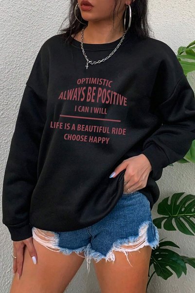 uyguntarz Unisex Always Printed Crew Neck Sweatshirt