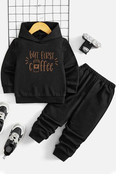 uyguntarz Children's Coffee Printed Tracksuit Set