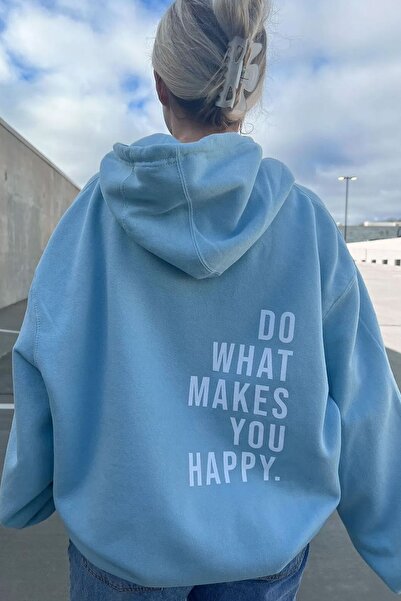 uyguntarz Unisex Do What Makes Happy You Printed Oversize Hoodie Sweatshirt