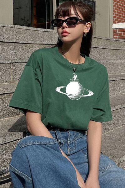 uyguntarz Unisex Astronaut Rides Printed T-shirt