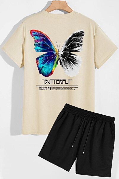 trendypassion Butterfly Sırt Baskılı Şort T-shirt Eşofman Takımı