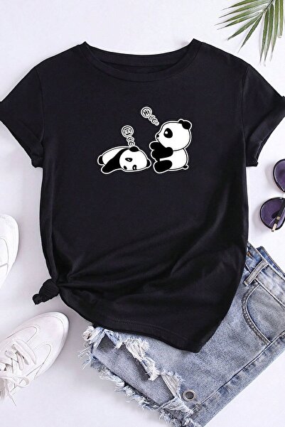 uyguntarz Unisex Uykucu Panda Baskılı Tasarım Tshirt