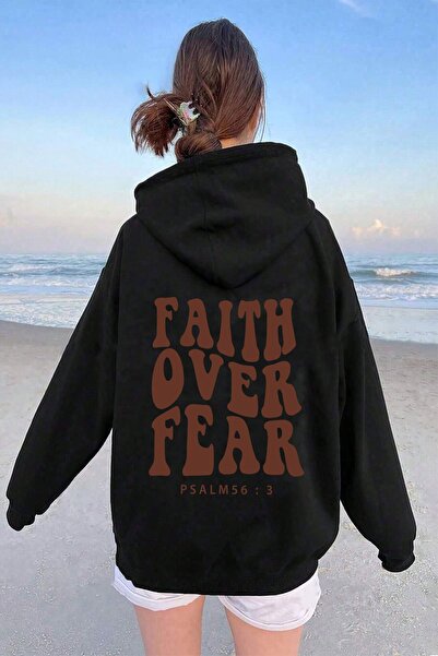 uyguntarz Hanorac oversize cu imprimeu Faith Over