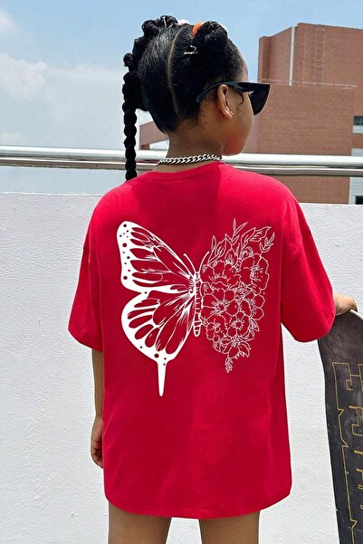 uyguntarz Kids Flower Butterfly Printed Cotton T-shirt