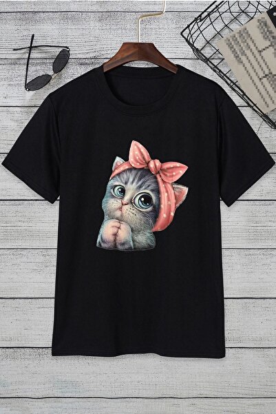 uyguntarz Unisex Sevimli Kedi Tasarım T-shirt