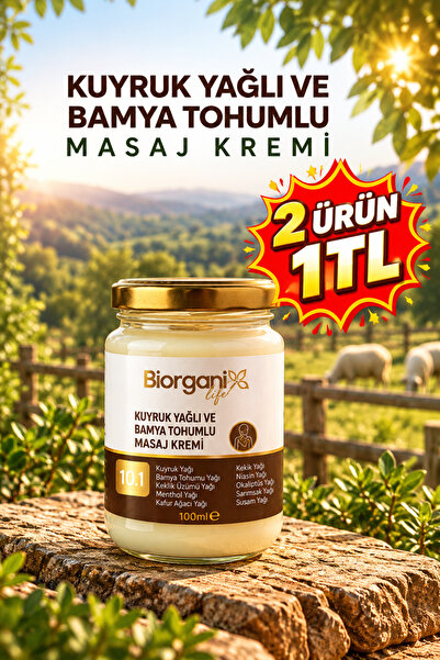 BiorganixLife Kuyruk Yağı Kremi Bamya Tohumlu Masaj Kremi 100 ML