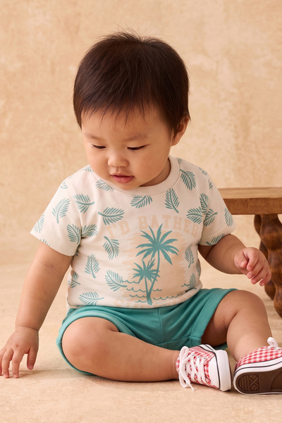 Rocha Baby Palm Tree Printed Baby Shorts Summer Set