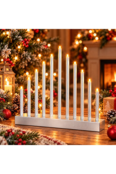 SERSIMO Lumânări decorative de Crăciun, 33 becuri LED, culoare argintiu