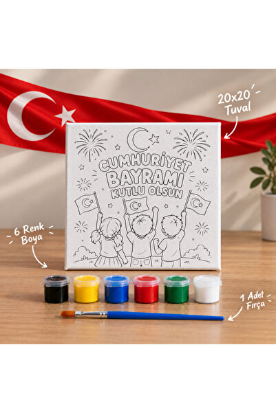 hediye hobim 29 Ekim Kutlu Olsun 20x20 Boyama Seti – Çocuklar İçin Cumhuriyet...