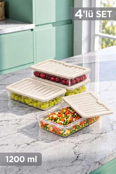Nesto Home 4lü Set 1200 ml Buzdolabı Düzenleyici Buzluk Ve Mikrodalga Saklama...