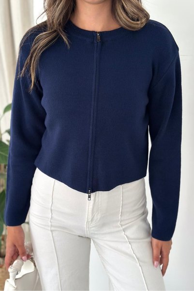 gozdefashion Women's Zippered Cardigan