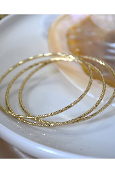 XUPING JEWELRY Altın Renk 3’lü Burgu Dokulu İnce Bileklik Seti