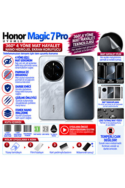 Astakos Honor Magic 7 Pro Uyumlu 360 Derece 4 Yöne Mat Hayalet Parmak İzi Bır...