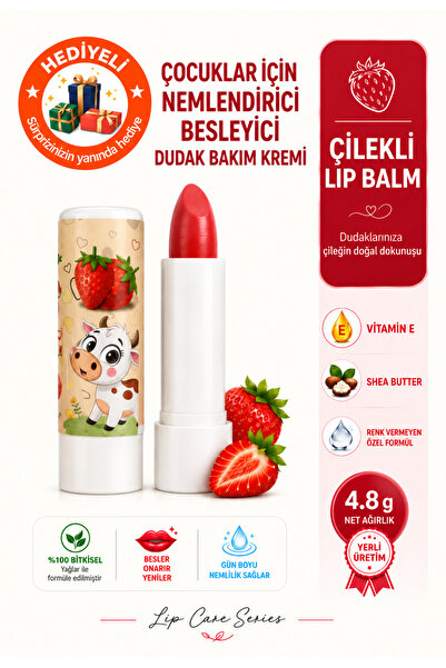 cliniclife Çocuk için doğal içerikli çilekli dudak bakım kremi lip balm 4,8gr