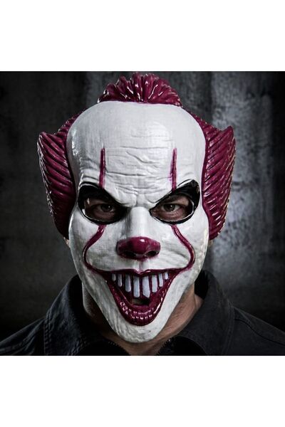 partidolu Halloween Korkunç Palyaço Pennywise Maskesi Plastik 3133