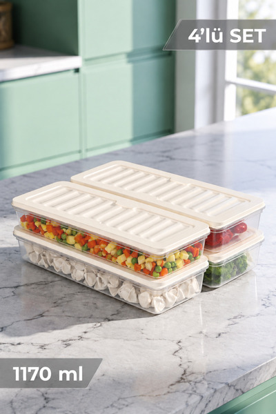 Nesto Home 4'lü Set 1170 ml Buzdolabı Düzenleyici Buzluk Ve Mikrodalga Saklam...