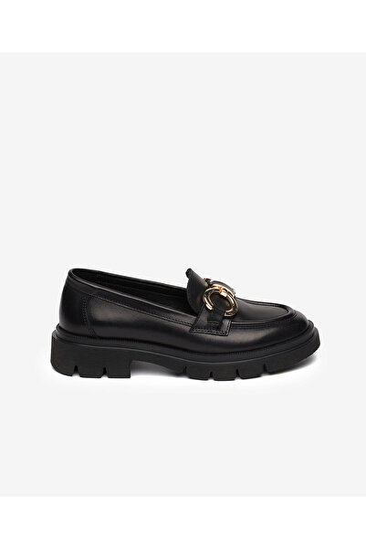 Greyder Kadın Mat Siyah Hakiki Deri Loafer Ayakkabı 5K2CA35160