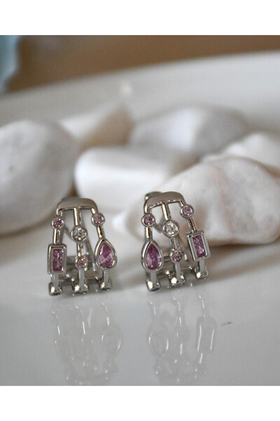 XUPING JEWELRY Renkli Taş Detaylı Geometrik Küpe