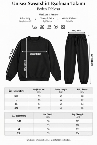uyguntarz Unisex Los Angeles Baskılı Oversize Bisiklet Yaka Sweatshirt 2'li Eşofman Takımı