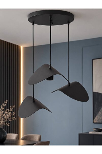 avizade VELARİS Siyah Metal 3'lü Sarkıt Avize – Minimalist Modern Salon Aydın...