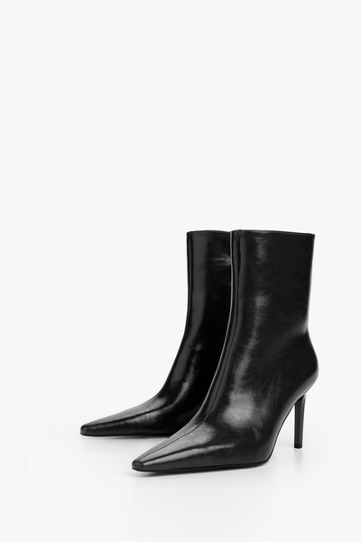 Shoeberry Kadın Lowel Siyah Cilt Topuklu Bot