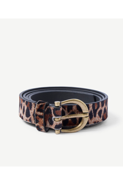 Yargıcı Leopar Baskılı Kadife Pantolon Kemeri