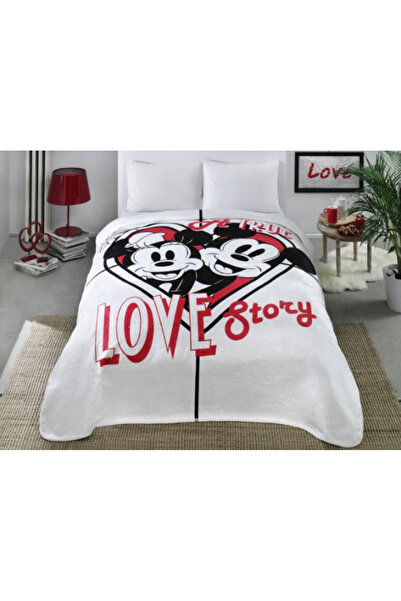 Taç Lisanslı Battaniye Mickey Minnie Love Story Çift Kişilik