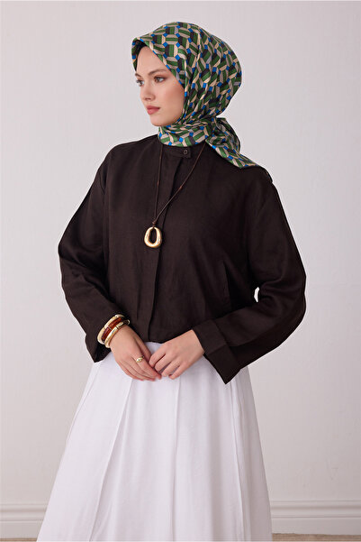 Belli Çok Renkli Geometrik Desen %100 Twill İpek Eşarp 4407-84