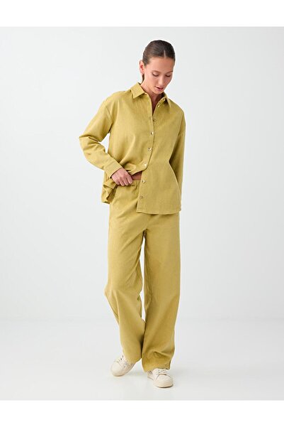 Jimmy Key Light Green 100% Cotton Corduroy Trousers with Pocket Detail