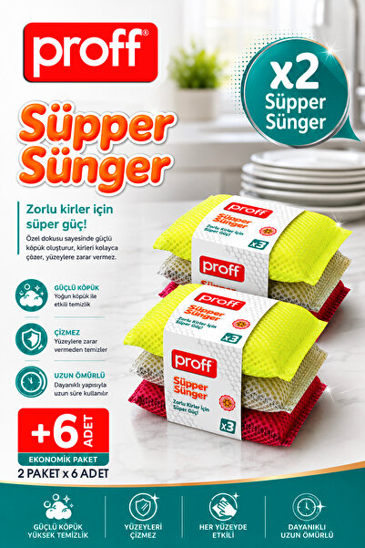Proff Süpper Fileli Sünger - 6 Adet